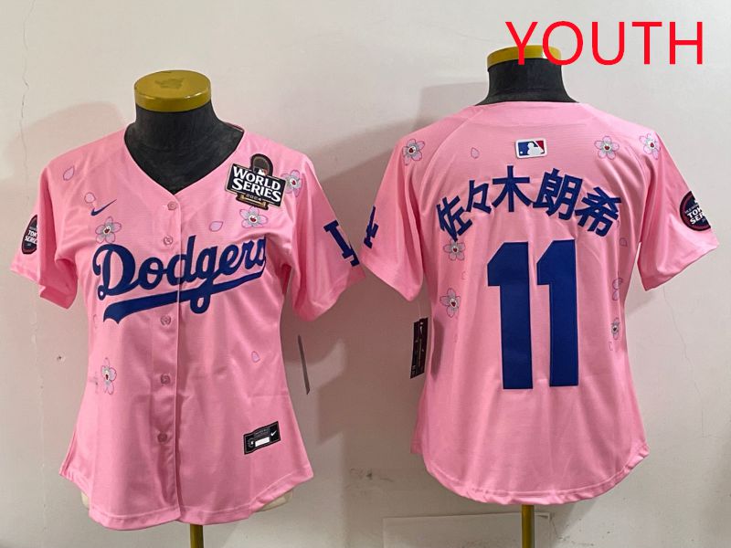 Youth Los Angeles Dodgers 11 R.Sasaki Pink Sakura Edition 2025 Nike MLB Jersey style 7